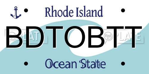 BDTOBTT Rhode Island License Plate