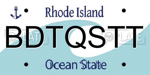 BDTQSTT Rhode Island License Plate