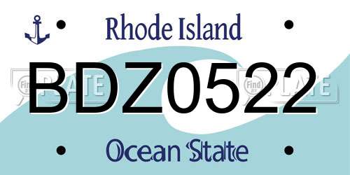 BDZ0522 Rhode Island License Plate