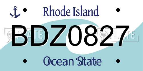 BDZ0827 Rhode Island License Plate