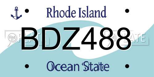 BDZ488 Rhode Island License Plate
