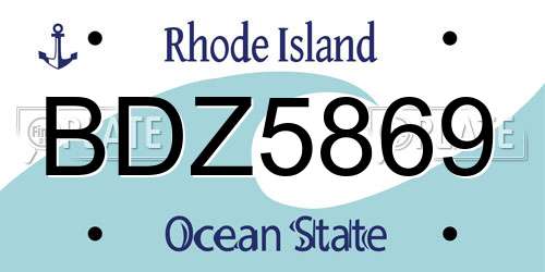 BDZ5869 Rhode Island License Plate
