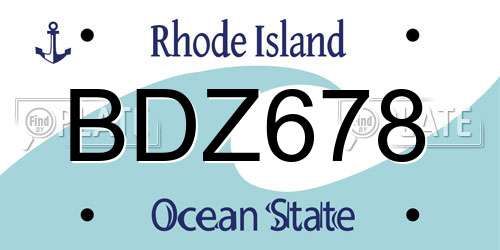 BDZ678 Rhode Island License Plate