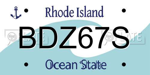 BDZ67S Rhode Island License Plate