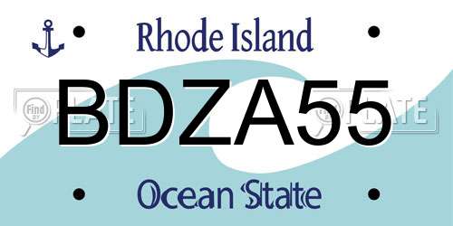 BDZA55 Rhode Island License Plate