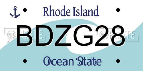 BDZG28 Rhode Island License Plate