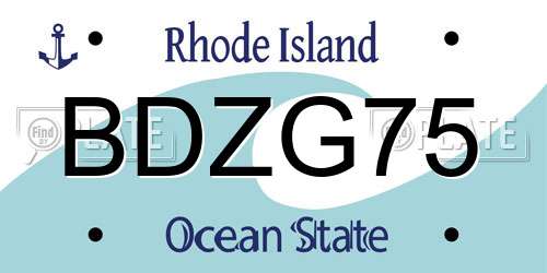 BDZG75 Rhode Island License Plate