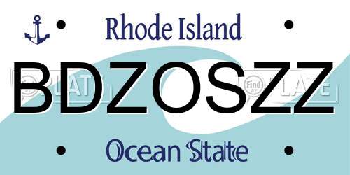 BDZOSZZ Rhode Island License Plate