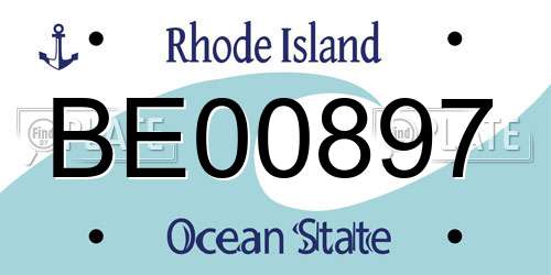 BE00897 Rhode Island License Plate