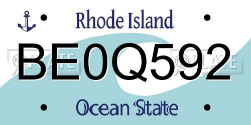 BE0Q592 Rhode Island License Plate