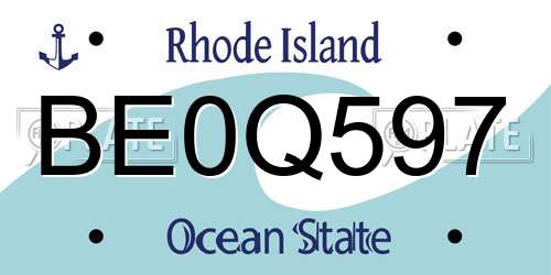 BE0Q597 Rhode Island License Plate