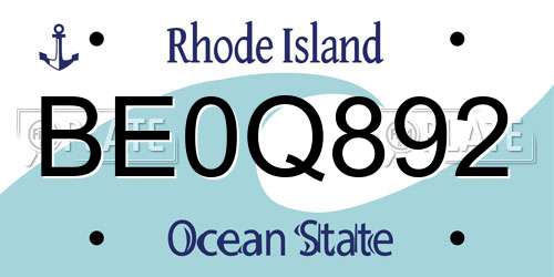 BE0Q892 Rhode Island License Plate