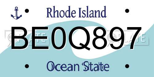 BE0Q897 Rhode Island License Plate