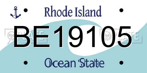 BE19105 Rhode Island License Plate