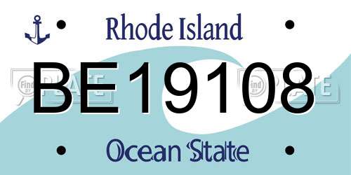 BE19108 Rhode Island License Plate