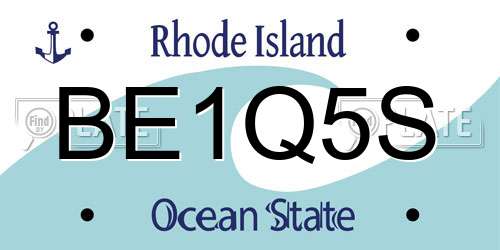 BE1Q5S Rhode Island License Plate