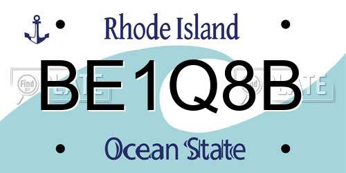 BE1Q8B Rhode Island License Plate