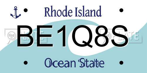 BE1Q8S Rhode Island License Plate