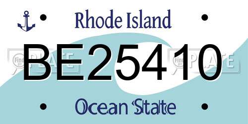 BE25410 Rhode Island License Plate