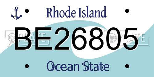 BE26805 Rhode Island License Plate