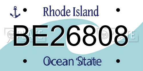 BE26808 Rhode Island License Plate