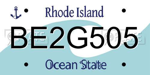 BE2G505 Rhode Island License Plate