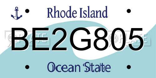 BE2G805 Rhode Island License Plate