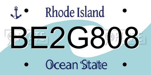 BE2G808 Rhode Island License Plate