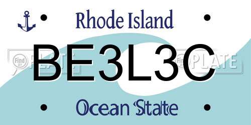 BE3L3C Rhode Island License Plate