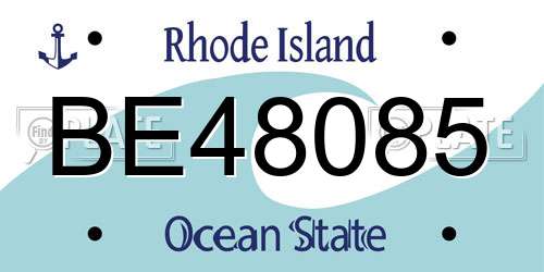 BE48085 Rhode Island License Plate
