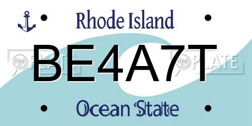 BE4A7T Rhode Island License Plate