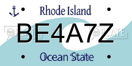 BE4A7Z Rhode Island License Plate