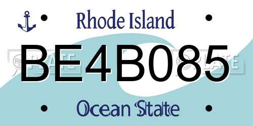 BE4B085 Rhode Island License Plate