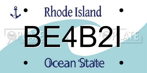 BE4B2I Rhode Island License Plate