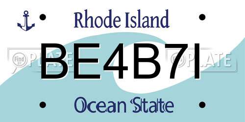 BE4B7I Rhode Island License Plate