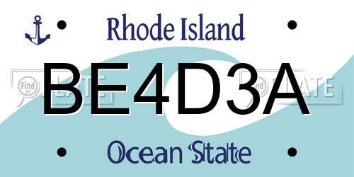 BE4D3A Rhode Island License Plate