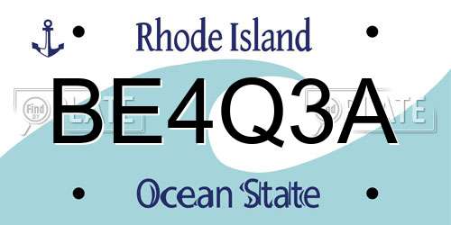 BE4Q3A Rhode Island License Plate