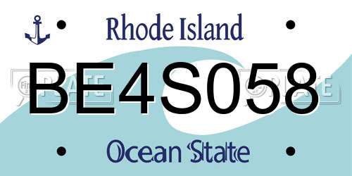BE4S058 Rhode Island License Plate