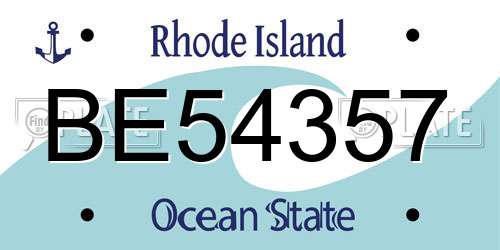 BE54357 Rhode Island License Plate