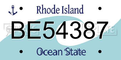 BE54387 Rhode Island License Plate