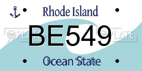 BE549 Rhode Island License Plate