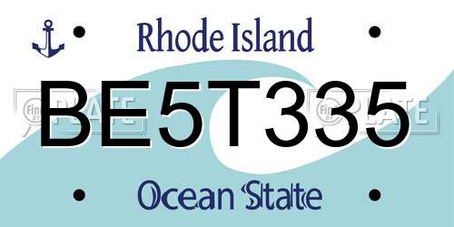 BE5T335 Rhode Island License Plate