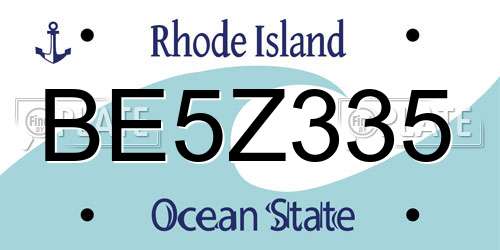 BE5Z335 Rhode Island License Plate