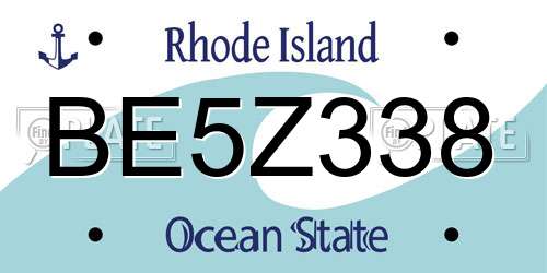 BE5Z338 Rhode Island License Plate