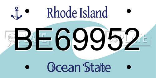 BE69952 Rhode Island License Plate