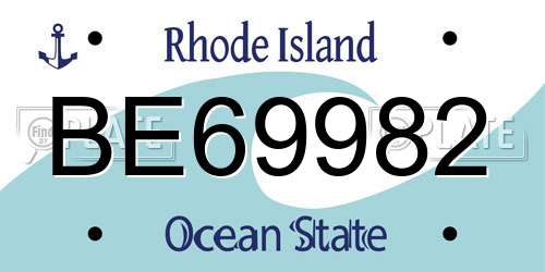 BE69982 Rhode Island License Plate