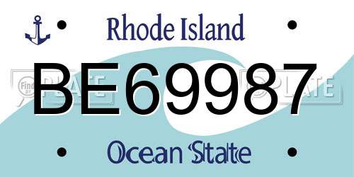 BE69987 Rhode Island License Plate
