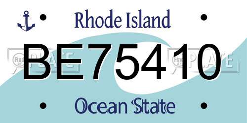 BE75410 Rhode Island License Plate