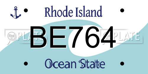 BE764 Rhode Island License Plate