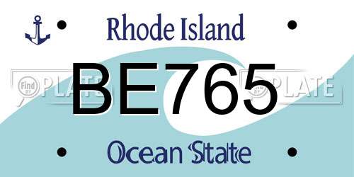 BE765 Rhode Island License Plate